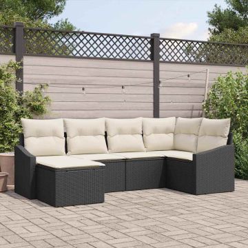 Set di divani 6 pz Nero polyrattan