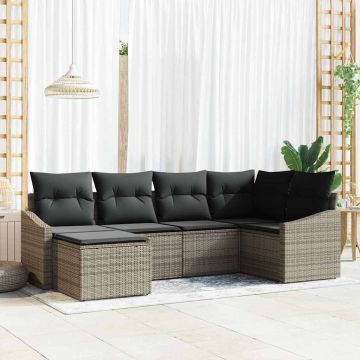 Set di divani 6 pz Grigio polyrattan