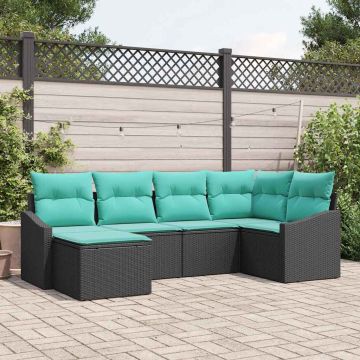Set di divani 6 pz Nero polyrattan