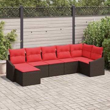 Set di divani 7 pz Marrone polyrattan