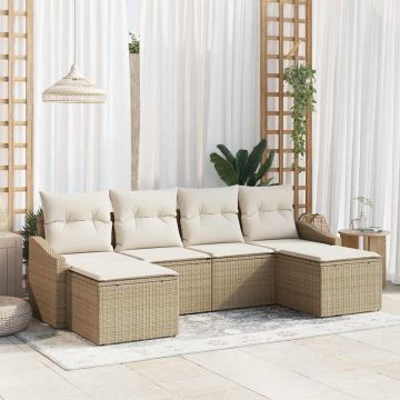 Set di divani 6 pz Beige polyrattan