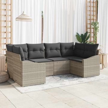Set di divani 6 pz Grigio chiaro polyrattan