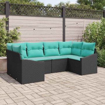 Set di divani 6 pz Nero polyrattan