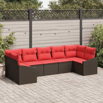 Set di divani 7 pz Marrone polyrattan