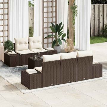 Set Divano da Giardino Marrone polyrattan