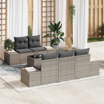 Set Divano da Giardino 6 pz Grigio polyrattan