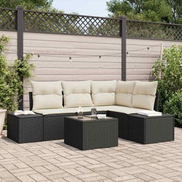 Set Divano da Giardino 5 pz Nero polyrattan