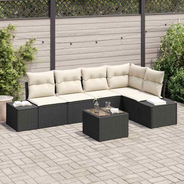 Set Divano da Giardino 6 pz Nero polyrattan