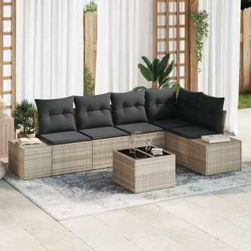 Set Divano da Giardino 6 pz Grigio chiaro polyrattan