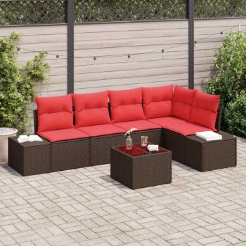 Set Divano da Giardino 6 pz Marrone polyrattan