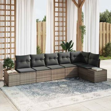 Set Divano da Giardino 6 pz Grigio polyrattan