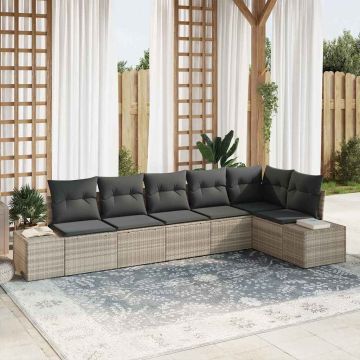 Set Divano da Giardino 6 pz Grigio chiaro polyrattan