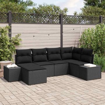 Set Divano da Giardino 6 pz Nero polyrattan