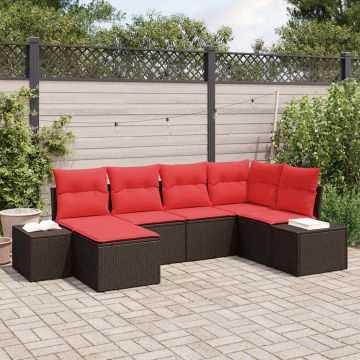 Set Divano da Giardino 6 pz Marrone polyrattan