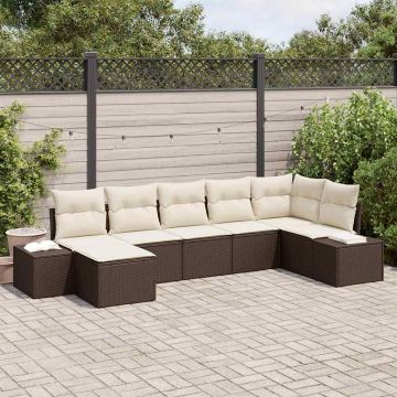 Set Divano da Giardino 7 pz Marrone polyrattan