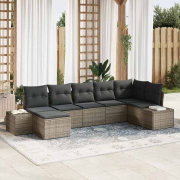 Set Divano da Giardino 7 pz Grigio polyrattan