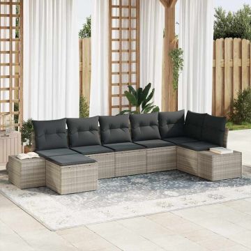 Set Divano da Giardino 7 pz Grigio chiaro polyrattan