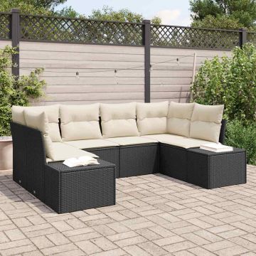 Set Divano da Giardino 6 pz Nero polyrattan