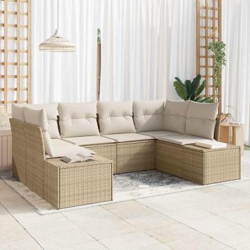 Set Divano da Giardino 6 pz Beige polyrattan