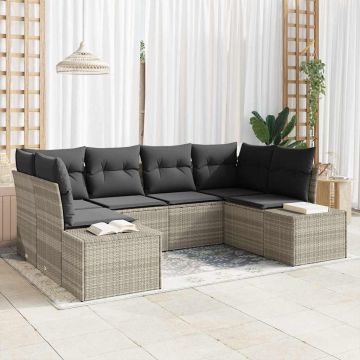Set Divano da Giardino 6 pz Grigio chiaro polyrattan