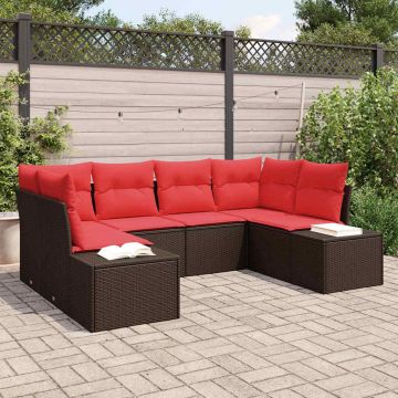 Set Divano da Giardino 6 pz Marrone polyrattan