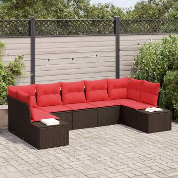 Set Divano da Giardino 7 pz Marrone polyrattan