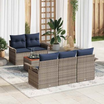 Set Divano da Giardino 6 pz Grigio polyrattan