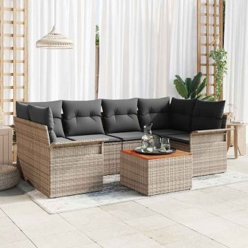 Set Divano da Giardino 7 pz Grigio polyrattan