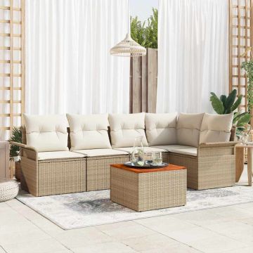 Set Divano da Giardino 6 pz Beige polyrattan
