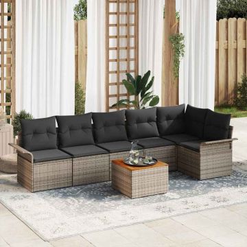 Set Divano da Giardino 7 pz Grigio polyrattan