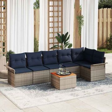 Set Divano da Giardino 7 pz Grigio polyrattan