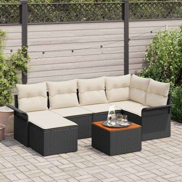 Set Divano da Giardino 7 pz Nero polyrattan