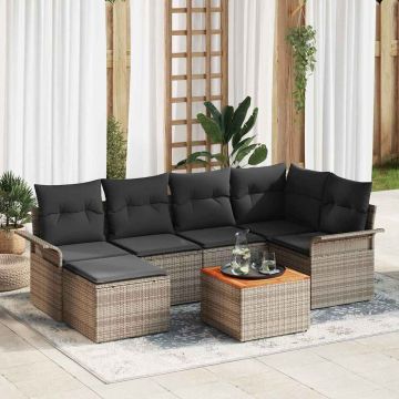 Set Divano da Giardino 7 pz Grigio polyrattan