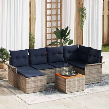 Set Divano da Giardino 7 pz Grigio polyrattan