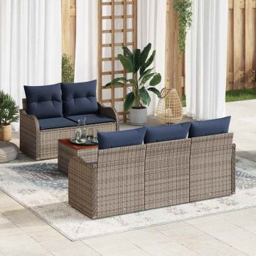 Set Divano da Giardino 6 pz Grigio polyrattan
