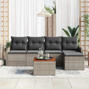 Set Divano da Giardino 6 pz Grigio polyrattan