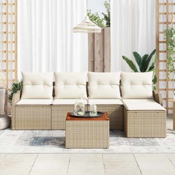 Set Divano da Giardino 6 pz Beige polyrattan