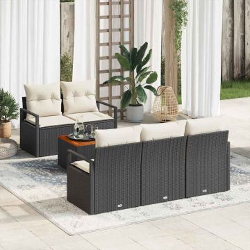 Set Divano da Giardino 6 pz Nero polyrattan