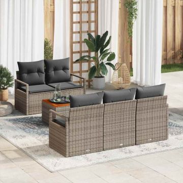 Set Divano da Giardino 6 pz Grigio polyrattan