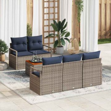 Set Divano da Giardino 6 pz Grigio polyrattan