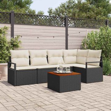Set Divano da Giardino 6 pz Nero polyrattan