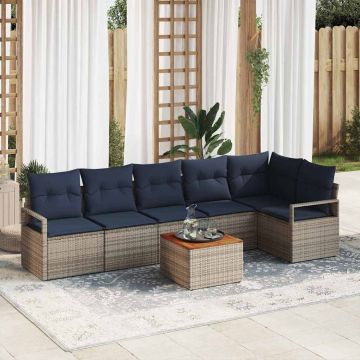 Set Divano da Giardino 7 pz Grigio polyrattan