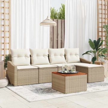 Set Divano da Giardino 6 pz Beige polyrattan
