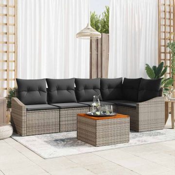 Set Divano da Giardino 6 pz Grigio polyrattan