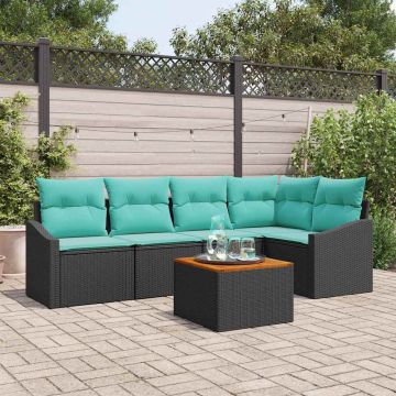 Set Divano da Giardino 6 pz Nero polyrattan
