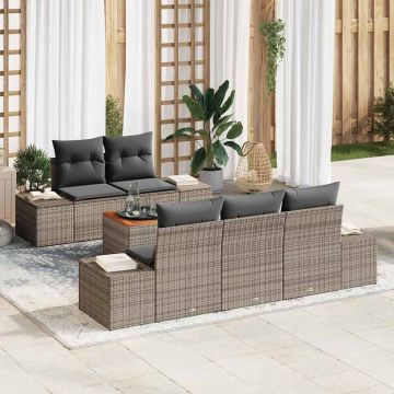 Set Divano da Giardino 6 pz Grigio polyrattan