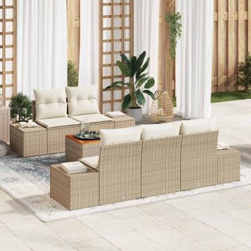 Set Divano da Giardino 6 pz Beige polyrattan