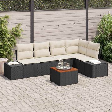 Set Divano da Giardino 6 pz Nero polyrattan