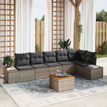 Set Divano da Giardino 7 pz Grigio polyrattan