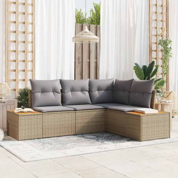 Set Divano da Giardino 5 pz Grigio chiaro Poly Rattan